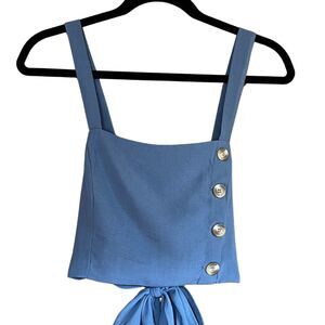 American Threads Cobalt Blue Coquette Crop Top Size Small